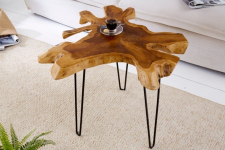 Unieke bijzettafel WILD 60cm teakhouten salontafel - Img 2