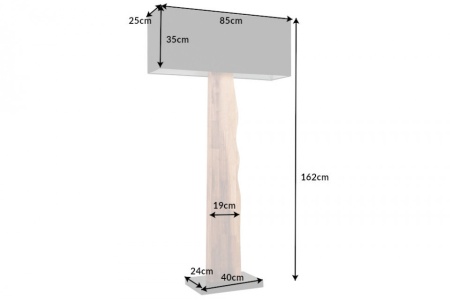 Vloerlamp naturel ORGANIC LIVING zwart massief hout 162 cm met linnen kap - Img 2