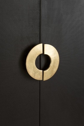 Wandkast Mangohout zwart / goud 2 Deuren 2 Laden 140cm - Img 5