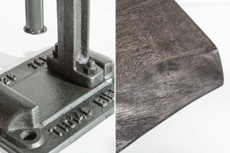 Authentieke bijzettafel FACTORY 43 cm acacia grijs massief hout industrieel design - Img 8