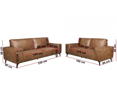 Bankstel Pu Cognac model retro 3 en 2 zits - Img 2
