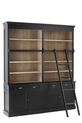 Bibliotheekkast+Ladder Hout Zwart/Naturel 200cm - Img 2