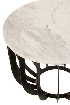 Bijzettafel Rond Marmer/ijzer Wit/Zwart - Img 2