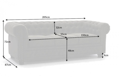 Chesterfield 3-zits bank 205cm vintage grijs taupe met knoopsluiting en veerkern - Img 6