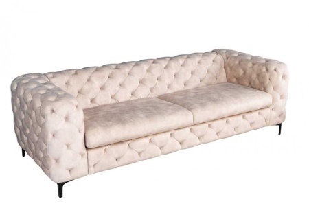Chesterfield 3-zitsbank MODERN BAROK 235cm champagne fluweel 3-zits - Img 6