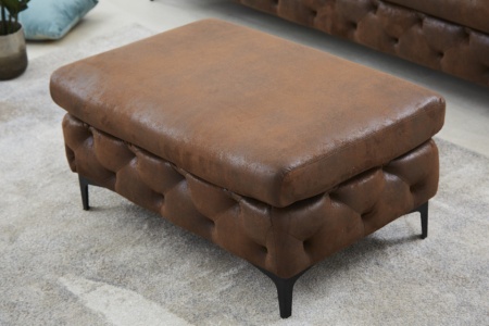Chesterfield kruk MODERN BAROK 90 cm antiek bruine poef - Img 2