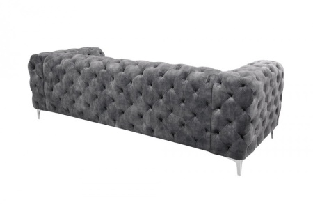 Chesterfield stof Fluweel donkergrijs 3-zitsbank 235 cm - Img 8