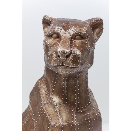 Deco beeld zittende kat klinknagel koper 82cm - Img 3