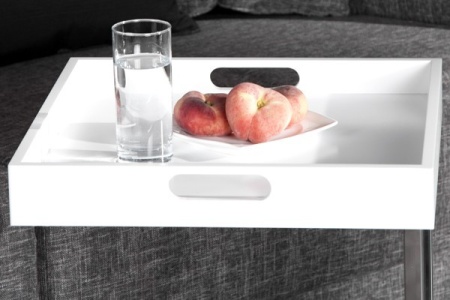 Design bijzettafel CIANO 40cm wit chroom dienbladtafel - Img 6