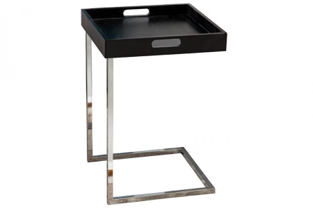 Design bijzettafel CIANO 40cm zwart chromen dienbladtafel - Img 7
