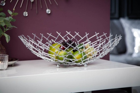 Design fruitschaal STRUCTUUR 45 cm zilver gepoedercoat metaal - Img 2