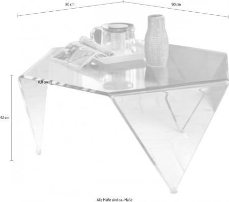 Design Glazen Salontafel Transparant Diamant 90 cm - Img 2