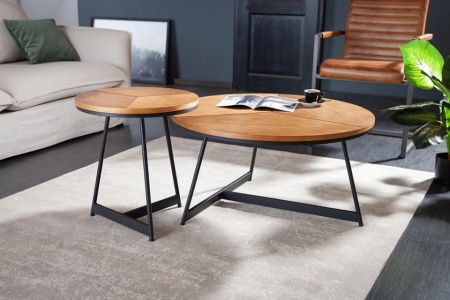 Design Ronde salontafel 80cm eiken zwart metalen frame - Img 6