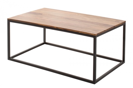 Design salontafel ELEMENTS 100cm Sheesham steen afwerking ijzer zwart mat - Img 5