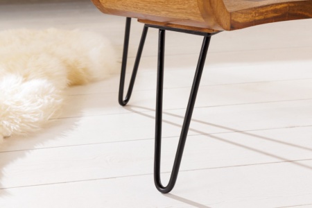 Design salontafel ORGANIC LIVING 100cm Sheesham stone finish massief hout handgemaakte Hairpin Legs - Img 7