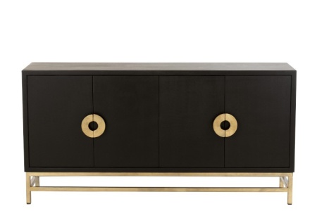 Dressoir 4 Deuren Mango Hout/Ijzer Zwart/Goud 160cm - Img 2