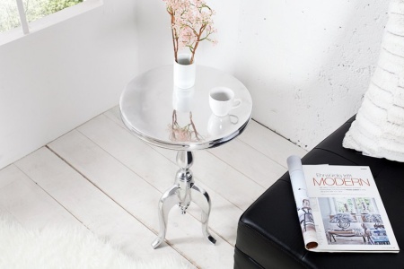 Edele design bijzettafel SAVOY 55 cm gepolijst zilver - Img 2