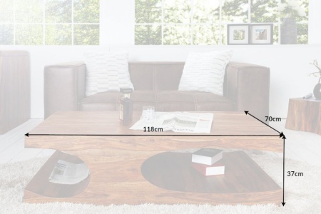 Edele salontafel CUBUS 118 cm sheesham palissander hout steen afwerking - Img 8