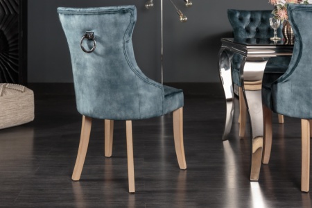 Eetkamerstoel petrol fluweel landelijke stijl met comforthandvat set van 2 - Img 5