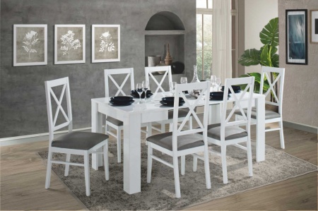 Eettafel 90x90 verlengbaar naar 180cm in hoogglans wit-wit - Img 4