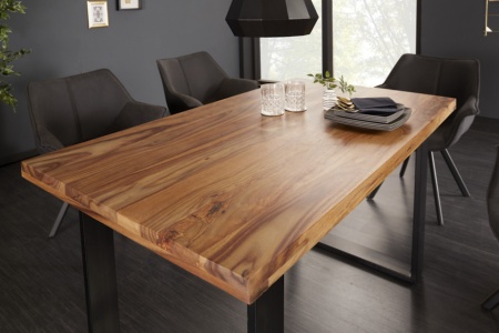 Eettafel massief Sheeshamhout 140 cm industrieel design - Img 2