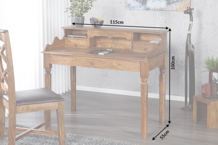 Elegant secretaresse HEMINGWAY L 115 cm Bureau Sheesham massief hout - Img 8