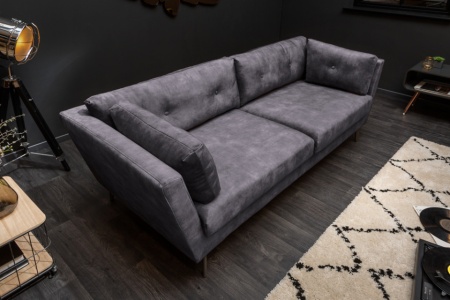 Elegante 3-zits bank MARVELOUS 220 cm grijs fluweel 3-zits bank inclusief kussens - Img 5