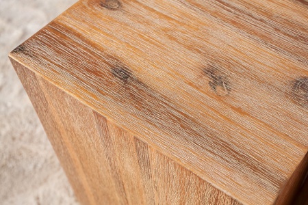 Elegante bijzettafel 30cm acaciahout geborstelde poef - Img 7