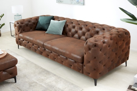 Elegante Chesterfield 3-zits bank MODERN BAROK 235 cm antiek bruin - Img 3