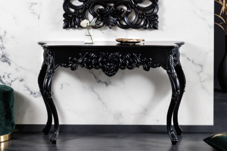 Elegante console VENICE 110cm zwart mat barok design dressoir handgemaakt - Img 4