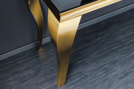 Elegante consoletafel MODERN BAROK 145cm zwart goud opaal glas roestvrijstalen poten - Img 6