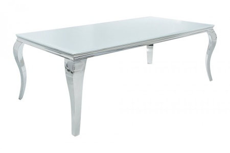 Elegante design eettafel MODERN BAROQUE 200cm wit roestvrijstalen opaal glazen tafelblad - Img 5