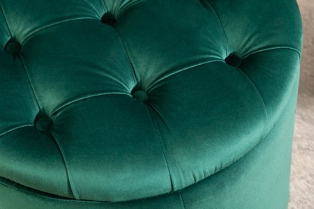 Elegante kruk MODERN Barok 50 cm donkergroene fluwelen opbergmand - Img 5