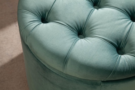 Elegante kruk MODERN BAROK 50 cm mint / Petrol fluwelen opbergmand - Img 6
