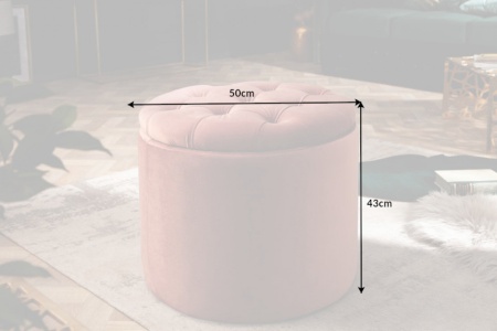 Elegante Poef Barok 50cm oudroze fluwelen opbergmand - Img 2