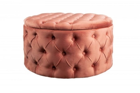 Elegante salontafel MODERN BAROK 75 cm oudroze fluwelen kruk met opbergruimte - Img 6