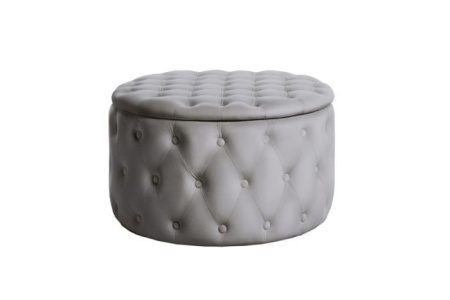 Elegante salontafel / Poef MODERN BAROK 75 cm grijze fluwelen kruk met opbergruimte - Img 5