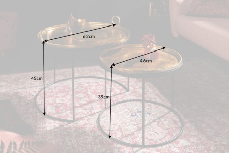 Elegante set van 2 salontafels ELEMENTS 62 cm goud met afneembaar tafelblad - Img 3