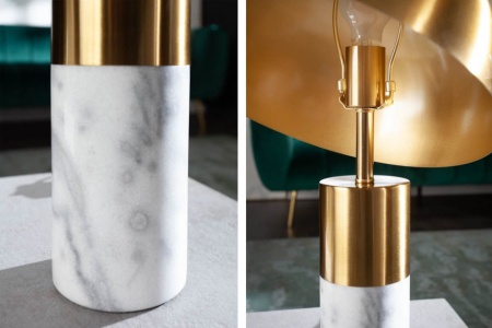 Elegante tafellamp 52cm goud wit met marmeren voet - Img 4