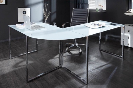 Exclusief design hoekbureau 180 cm glas wit - Img 5