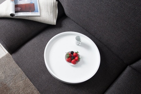 Extravagante bijzettafel MODULAR 40cm wit chroom rond incl. Dienblad - Img 6