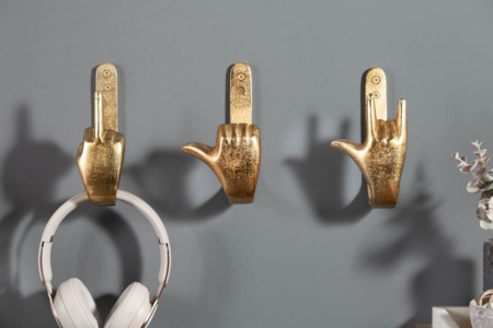 Extravagante kapstokhaken FINGERS goud set van 3 wandkapstok - Img 3