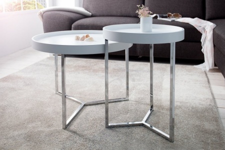 Extravagante salontafel 60cm wit chroom rond incl. dienblad - Img 4