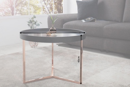 Extravagante salontafel MODULAR 60 cm mat zwart koper rond incl. Dienblad - Img 5