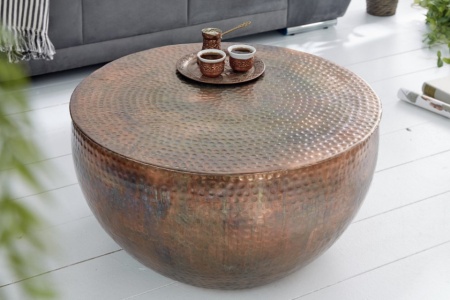 Extravagante salontafel ORIENT II 60 cm koper gevlamd hamerslag design - Img 2