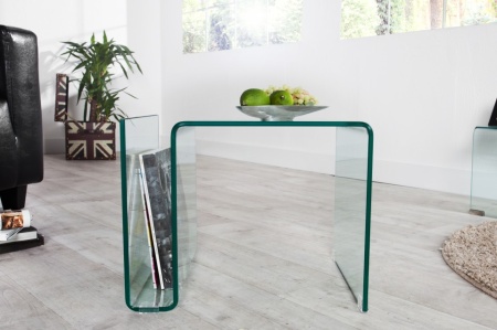Glazen Bijzettafel transparant 50 cm met opbergvak voor tijdschriften - Img 2
