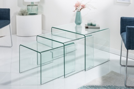 Glazen Salontafel met bijzettafels set van 3 60cm - Img 5