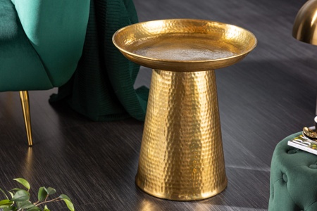 Handgemaakte bijzettafel 46 cm goud gehamerd design - Img 3