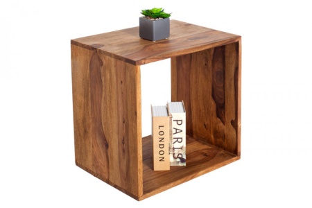 Handgemaakte bijzettafel MAKASSAR 45cm plank met Sheesham steenafwerking - Img 3
