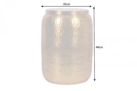Handgemaakte bijzettafel ORIENT STORAGE H 48cm goud gehamerd design met opbergruimte - Img 2